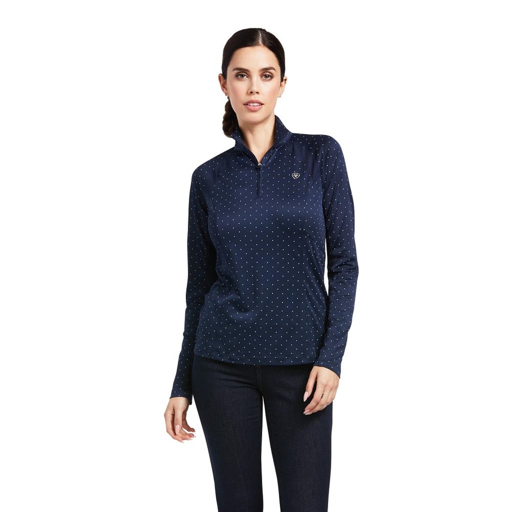 ARIAT sunstopper 2.0 quarter zip long sleeve navy